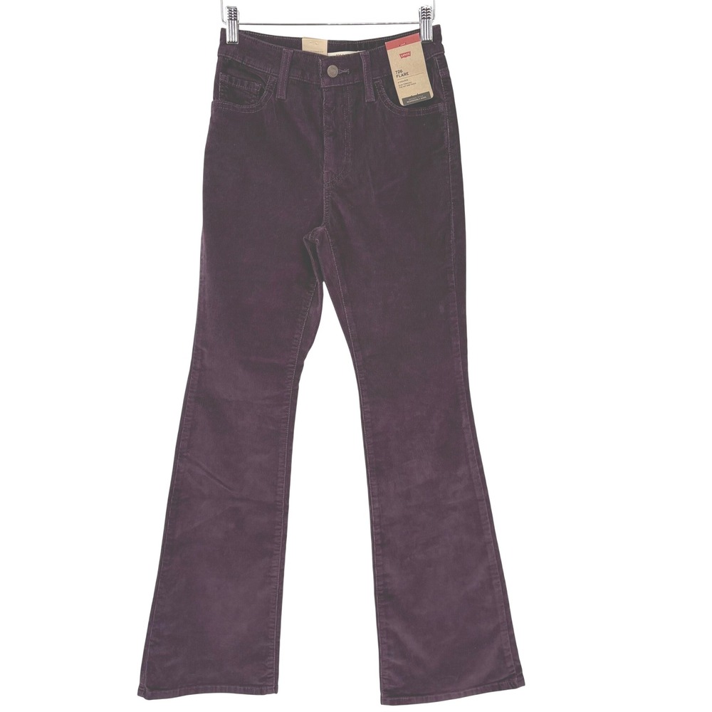 Levi's 726 High Rise Flare Corduroy Pants Purple‎ Plum Women's Size 26 NWT
